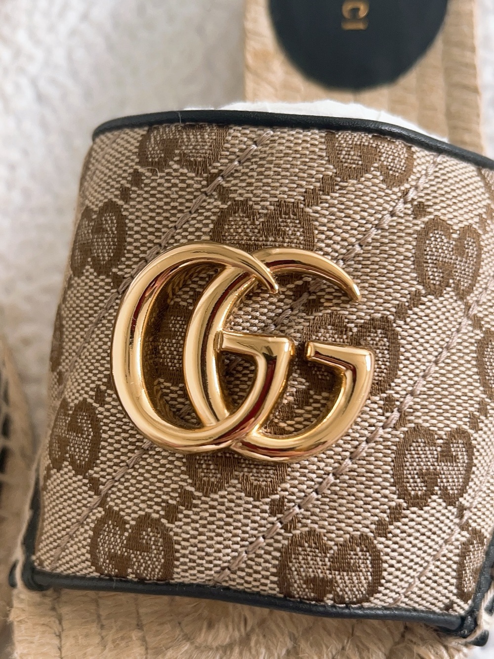 Gucci Women’s GG Marmont Monogram Canvas slide Espadrille Sandal - Picture 7 of 16
